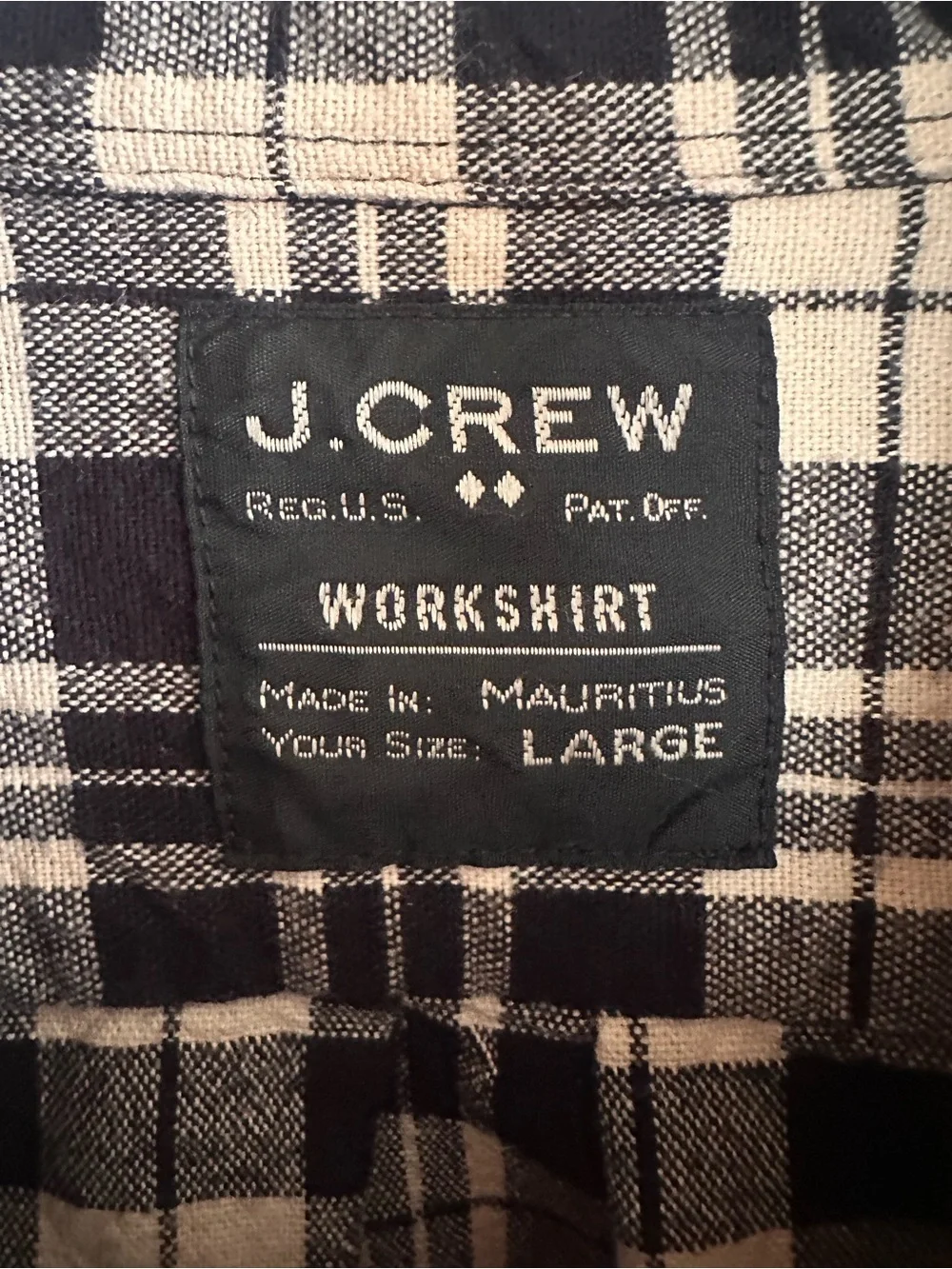 J. Crew Black and Cream Plaid Button-Up Shirt-100% cotton.